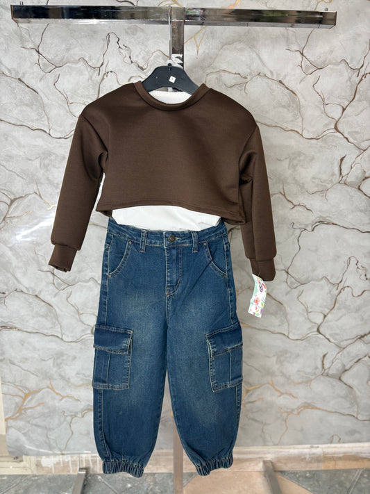 Jeans Mod Cargo elastico in vita é caviglie