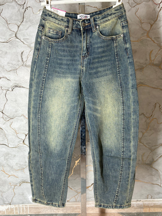 Jeans ballon sfumature fango